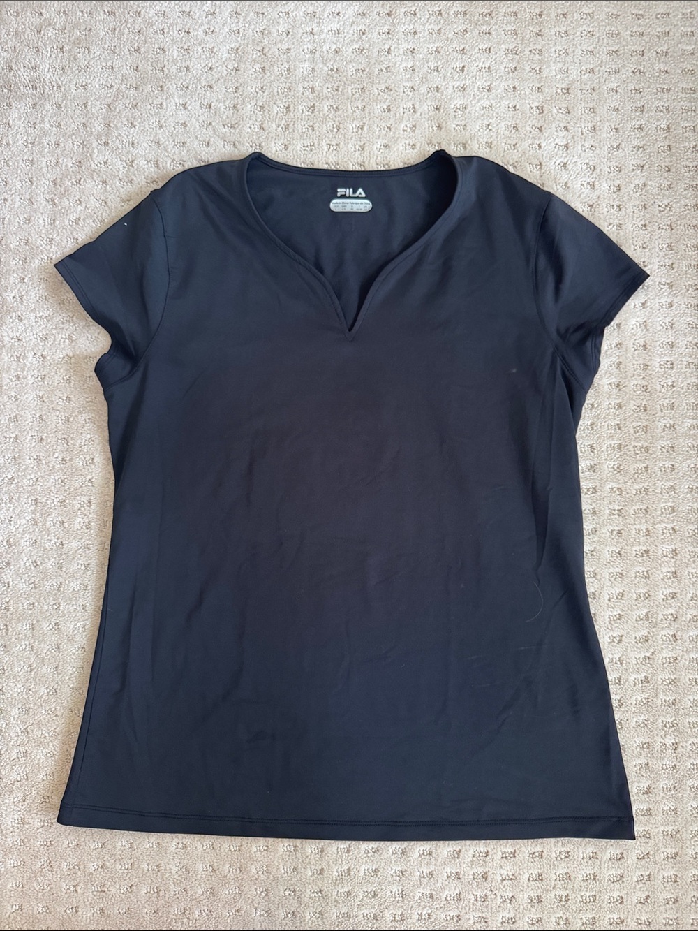 Fila Women's Black V-Notch Short Sleeve Tee